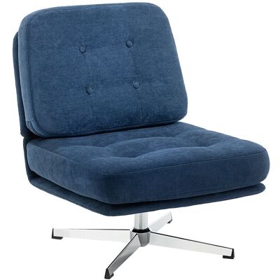 Fauteuil salon - HOMCOM - sans accoudoirs - assise large - pieds croisés - tissu chenille - 70 x 87 x 84 cm - bleu foncé Bleu - Publicité Fauteuil salon - HOMCOM - sans accoudoirs - assise large - pieds croisés - tissu chenille - 70 x 87 x 84 cm - bleu foncé Bleu - Publicité