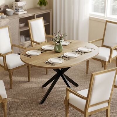 Generic Table à manger extensible ovale pour 4 à 6 personnes table de cuisine avec rallonge 100-135 cm effet bois naturel Marron - Publicité Generic Table à manger extensible ovale pour 4 à 6 personnes table de cuisine avec rallonge 100-135 cm effet bois naturel Marron - Publicité