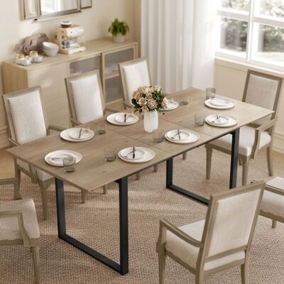 Generic Table à manger extensible rectangle pour 6 à 8 personnes table de cuisine avec rallonge 140-180 cm effet bois naturel Marron - Publicité Generic Table à manger extensible rectangle pour 6 à 8 personnes table de cuisine avec rallonge 140-180 cm effet bois naturel Marron - Publicité