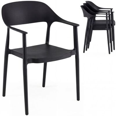 COSTWAY Lot de 4 Chaises de Salle à Manger en Plastique avec Dossier Incurvé Accoudoirs Confortables 57 x 53 x 83 cm Noir Noir - Publicité COSTWAY Lot de 4 Chaises de Salle à Manger en Plastique avec Dossier Incurvé Accoudoirs Confortables 57 x 53 x 83 cm Noir Noir - Publicité
