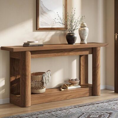 Tribesigns Table Console - Table dentrée en Bois 2 Niveaux - 160 x 30 x 80 cm - Style Industriel - Marron Marron - Publicité Tribesigns Table Console - Table dentrée en Bois 2 Niveaux - 160 x 30 x 80 cm - Style Industriel - Marron Marron - Publicité