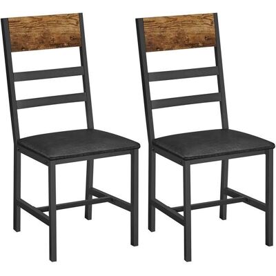 Chaises de Salle à Manger VASAGLE - Lot de 2 - Style Industriel - Marron Rustique et Noir Marron - Publicité Chaises de Salle à Manger VASAGLE - Lot de 2 - Style Industriel - Marron Rustique et Noir Marron - Publicité