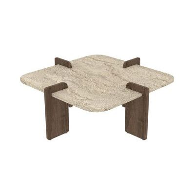 HANAH HOME Table basse en bois Poalla - 90 x 90 x 35 cm - Travertin Beige - Publicité HANAH HOME Table basse en bois Poalla - 90 x 90 x 35 cm - Travertin Beige - Publicité