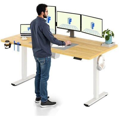 FlexiSpot Bureau Assis Debout Électrique 180x80cm Bureau Réglable Table dordinateur avec Crochet Fonction Mémoire Maple Marron - Publicité FlexiSpot Bureau Assis Debout Électrique 180x80cm Bureau Réglable Table dordinateur avec Crochet Fonction Mémoire Maple Marron - Publicité