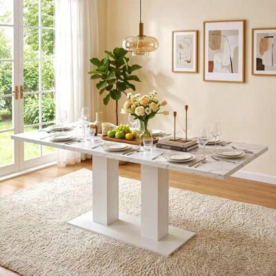 MERAX Table Extensible pour Salle à Manger 140/180 x 70 cm Table de Cuisine Rectangulaire Blanc pour 6 à 8 Personnes Blanc - Publicité MERAX Table Extensible pour Salle à Manger 140/180 x 70 cm Table de Cuisine Rectangulaire Blanc pour 6 à 8 Personnes Blanc - Publicité