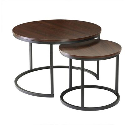 Calicosy - Ensemble de 2 tables d’appoint rondes - 70 cm de longueur - Pieds métalliques noirs - Table - Publicité Calicosy - Ensemble de 2 tables d’appoint rondes - 70 cm de longueur - Pieds métalliques noirs - Table - Publicité