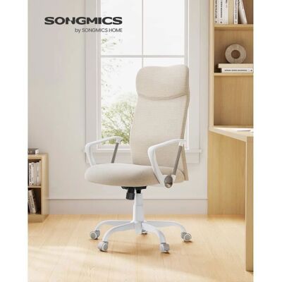 SONGMICS Fauteuil de Bureau Pivotant Assise Rembourrée Réglable en Hauteur et Inclinable Capacité de Charge 120 kg Beige Cappuccino Beige - Publicité SONGMICS Fauteuil de Bureau Pivotant Assise Rembourrée Réglable en Hauteur et Inclinable Capacité de Charge 120 kg Beige Cappuccino Beige - Publicité