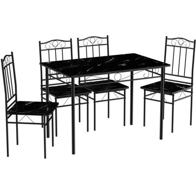 EGGREE Ensemble table à manger 109x 69x 75 cm et 4 chaises-marbre noir et support en métal noir-Style Industriel Salle à Manger Salon Noir - Publicité EGGREE Ensemble table à manger 109x 69x 75 cm et 4 chaises-marbre noir et support en métal noir-Style Industriel Salle à Manger Salon Noir - Publicité