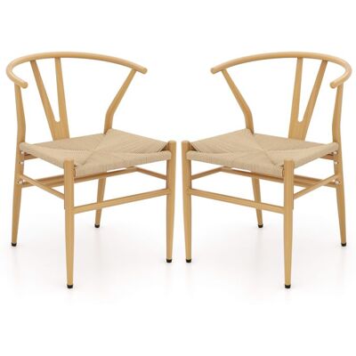 GIANTEX Ensemble de 2 Chaises de Salle à Manger-Assise Tissée-Cadre en Métal-Fauteuils avec Dossier et Accoudoirs Incurvés-Naturel - Publicité GIANTEX Ensemble de 2 Chaises de Salle à Manger-Assise Tissée-Cadre en Métal-Fauteuils avec Dossier et Accoudoirs Incurvés-Naturel - Publicité
