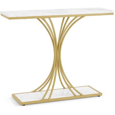 BarberPub Console étroite bureau dentrée bois structure métallique bureau dentrée à 2 niveaux 2226 Blanc - Publicité BarberPub Console étroite bureau dentrée bois structure métallique bureau dentrée à 2 niveaux 2226 Blanc - Publicité