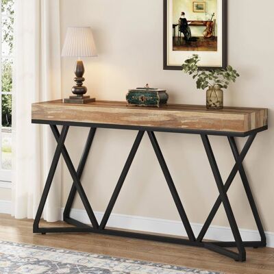 Tribesigns Table console de 140 cm derrière la table basse table daccentuation industrielle pour couloir salon entrée Marron Marron - Publicité Tribesigns Table console de 140 cm derrière la table basse table daccentuation industrielle pour couloir salon entrée Marron Marron - Publicité