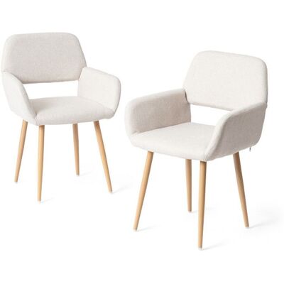 Chaise de salle à manger - FURNITURER - FurnitureR - Tissu beige - Pieds métal - Style scandinave Beige - Publicité Chaise de salle à manger - FURNITURER - FurnitureR - Tissu beige - Pieds métal - Style scandinave Beige - Publicité