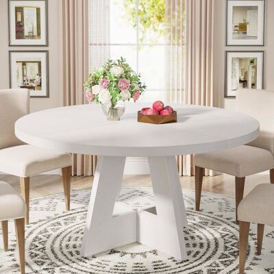 Tribesigns Table à Manger Ronde120×120×75 cmTable de Cuisine Pour 4 Personnes avec Plateau et Pieds en BoisBlanc Blanc - Publicité Tribesigns Table à Manger Ronde120×120×75 cmTable de Cuisine Pour 4 Personnes avec Plateau et Pieds en BoisBlanc Blanc - Publicité