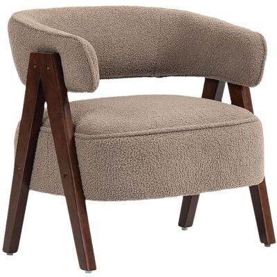 Fauteuil de salon - HOMCOM - assise large dossier ergonomique - tissu bouclette et pieds en bois massif - 70x64x71cm - marron Marron - Publicité Fauteuil de salon - HOMCOM - assise large dossier ergonomique - tissu bouclette et pieds en bois massif - 70x64x71cm - marron Marron - Publicité