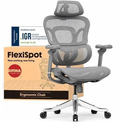 FlexiSpot Max Chaise Ergonomique Capacité de 300kg avec Appui-tête 4D et Accoudoirs 5D Dossier Intégré et Lombaire Gris Gris - Publicité FlexiSpot Max Chaise Ergonomique Capacité de 300kg avec Appui-tête 4D et Accoudoirs 5D Dossier Intégré et Lombaire Gris Gris - Publicité
