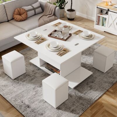 LEMLIT Table Basse Relevable 100 cm Table de Salon avec Rangement Caché et Plateau Réglable - Meuble Moderne pour Salon Bureau - Blanc Blanc - Publicité LEMLIT Table Basse Relevable 100 cm Table de Salon avec Rangement Caché et Plateau Réglable - Meuble Moderne pour Salon Bureau - Blanc Blanc - Publicité