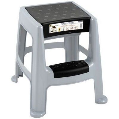 Tabouret marchepied - EDA PLASTIQUE - 2 marches avec coffre de rangement - Gris perle - Marche noir Gris - Publicité Tabouret marchepied - EDA PLASTIQUE - 2 marches avec coffre de rangement - Gris perle - Marche noir Gris - Publicité