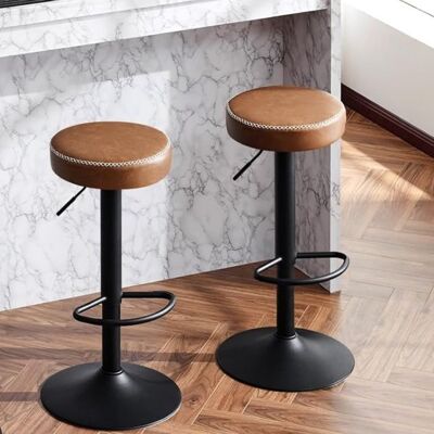 EUGAD Tabouret de Bar Rond Lot de 2 Tabouret de Cuisine Pivotant en Similicuir Vintage Marron E0AG0204-2 Marron - Publicité EUGAD Tabouret de Bar Rond Lot de 2 Tabouret de Cuisine Pivotant en Similicuir Vintage Marron E0AG0204-2 Marron - Publicité