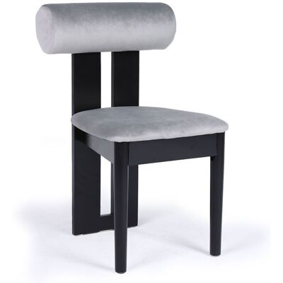 MENZZO Chaise de salle à manger style intemporel Tuboli Bois Noir et Velours Gris - Chaises Salle À Manger Gris - Publicité MENZZO Chaise de salle à manger style intemporel Tuboli Bois Noir et Velours Gris - Chaises Salle À Manger Gris - Publicité