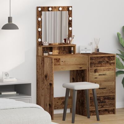 vidaXL Table de maquillage en bois et verre rustique 50x41x135cm - Publicité vidaXL Table de maquillage en bois et verre rustique 50x41x135cm - Publicité