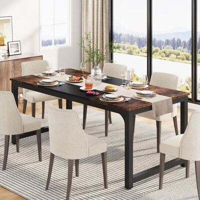 TRIBESIGNS Table à Manger Rectangle180x80x75 cmTable de Cuisine avec Pieds de Métal Pour 6 PersonnesIndustrielMarron Rustique Marron - Publicité TRIBESIGNS Table à Manger Rectangle180x80x75 cmTable de Cuisine avec Pieds de Métal Pour 6 PersonnesIndustrielMarron Rustique Marron - Publicité