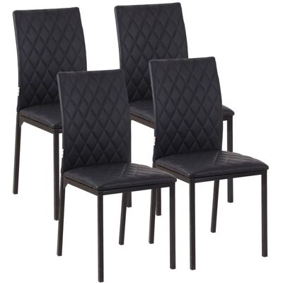 Lot de 4 chaises de salle à manger - HOMCOM - capitonnage rhombique - pieds en métal - 41x50x91cm - noir Noir - Publicité Lot de 4 chaises de salle à manger - HOMCOM - capitonnage rhombique - pieds en métal - 41x50x91cm - noir Noir - Publicité