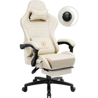 Chaise gaming - GTPLAYER - Chaise bureau avec repose-pied (Ivoire) - Haut-parleur Bluetooth - Accoudoirs synchronisés Beige - Publicité Chaise gaming - GTPLAYER - Chaise bureau avec repose-pied (Ivoire) - Haut-parleur Bluetooth - Accoudoirs synchronisés Beige - Publicité