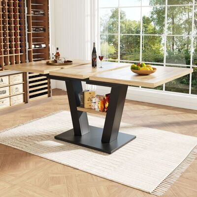 LEMONBEST Table à Manger Extensible 118-157 x 70 cm Table à Manger en Bois avec Pieds Réglables - pour 6 à 8 Personnes - MDF - Effet Bois Marron - Publicité LEMONBEST Table à Manger Extensible 118-157 x 70 cm Table à Manger en Bois avec Pieds Réglables - pour 6 à 8 Personnes - MDF - Effet Bois Marron - Publicité