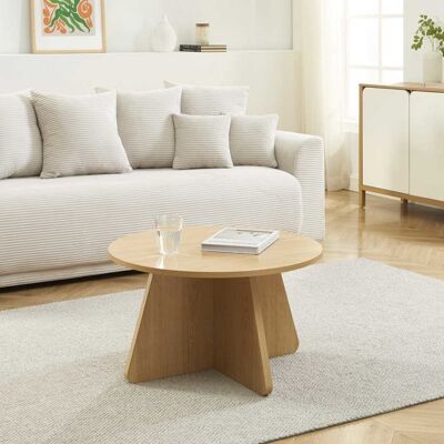 BAÏTA Table basse ronde RUBA effet chêne - Bois Marron - Publicité BAÏTA Table basse ronde RUBA effet chêne - Bois Marron - Publicité