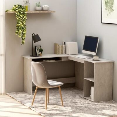 vidaXL Bureau dangle en forme de L Gris Béton Bois dingénierie 800751 Gris - Publicité vidaXL Bureau dangle en forme de L Gris Béton Bois dingénierie 800751 Gris - Publicité