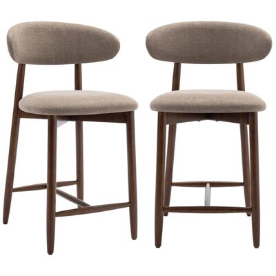COLAMY Lot de 2 chaises de bar – Tabourets modernes assise confortable en tissu pour comptoir structure en bois - Marron Marron - Publicité COLAMY Lot de 2 chaises de bar – Tabourets modernes assise confortable en tissu pour comptoir structure en bois - Marron Marron - Publicité