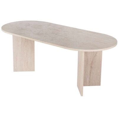 HANAH HOME Table à manger en bois Sabella 200 x 90 x 75 cm - Travertin Beige - Publicité HANAH HOME Table à manger en bois Sabella 200 x 90 x 75 cm - Travertin Beige - Publicité