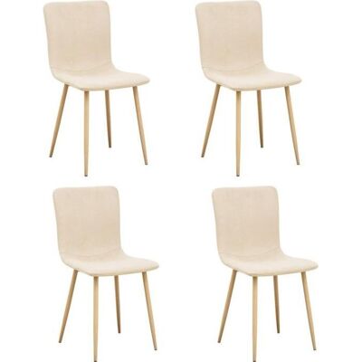 Chaise - FURNITURER - CHÊNE - Lot de 4 - Tissu beige - Pieds métal Beige - Publicité Chaise - FURNITURER - CHÊNE - Lot de 4 - Tissu beige - Pieds métal Beige - Publicité