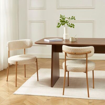 BAÏTA Lot de 2 chaises NOA tissu bouclette beige pieds métal finition bois Beige - Publicité BAÏTA Lot de 2 chaises NOA tissu bouclette beige pieds métal finition bois Beige - Publicité