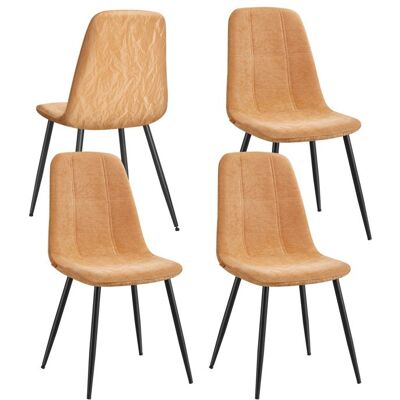 Chaises Salle à Manger - VASAGLE - Lot de 4 - Tissu Chenille - PU Glacé - Marron Caramel Marron - Publicité Chaises Salle à Manger - VASAGLE - Lot de 4 - Tissu Chenille - PU Glacé - Marron Caramel Marron - Publicité