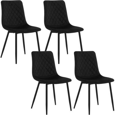 EUGAD Chaise Salle à Manger Lot de 4 Chaise de Cuisine Scandinave Rembourré en Velours Pieds en Métal Noir E0AG0168-4 Noir - Publicité EUGAD Chaise Salle à Manger Lot de 4 Chaise de Cuisine Scandinave Rembourré en Velours Pieds en Métal Noir E0AG0168-4 Noir - Publicité