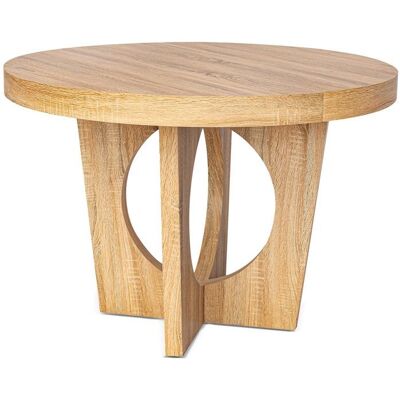 MENZZO Table ronde extensible Kalipso Chêne Clair - table à manger Sans rallonge : L110 x P110 x H76 cmAvec 1 rallonge : L160 Marron - Publicité MENZZO Table ronde extensible Kalipso Chêne Clair - table à manger Sans rallonge : L110 x P110 x H76 cmAvec 1 rallonge : L160 Marron - Publicité