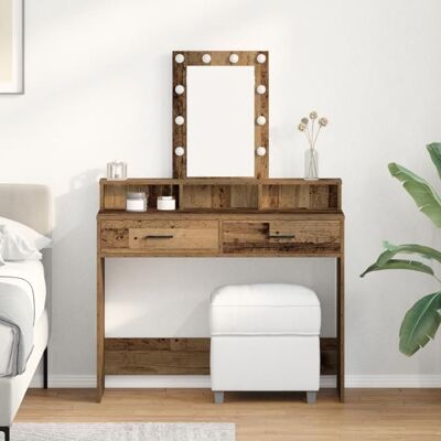 Vidaxl - Coiffeuse en Bois Vintage avec Lumières LED Hollywood - 100x41x140 cm - Publicité Vidaxl - Coiffeuse en Bois Vintage avec Lumières LED Hollywood - 100x41x140 cm - Publicité