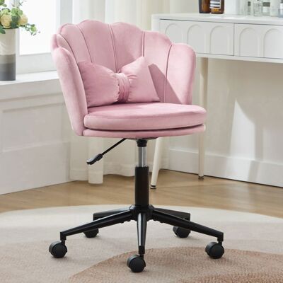 MERAX Chaise de Bureau Chaise de Maquillage en Velours Rose avec Dossier Pétale Réglable en Hauteur Siège Pivotant Rose - Publicité MERAX Chaise de Bureau Chaise de Maquillage en Velours Rose avec Dossier Pétale Réglable en Hauteur Siège Pivotant Rose - Publicité