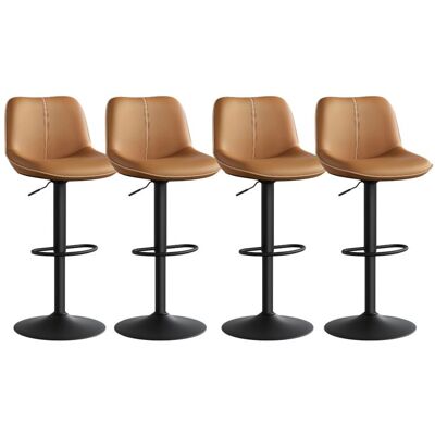VASAGLE Tabourets de bar - Lot de 4 - Pivotants - Réglables - Marron caramel - Design moderne Marron - Publicité VASAGLE Tabourets de bar - Lot de 4 - Pivotants - Réglables - Marron caramel - Design moderne Marron - Publicité