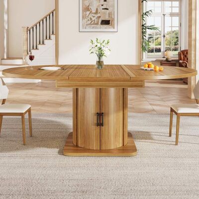 Table à manger extensible - LEMONBEST - 118-158 cm - 6 places - Plateau MDF - Transformable ronde/ovale Marron - Publicité Table à manger extensible - LEMONBEST - 118-158 cm - 6 places - Plateau MDF - Transformable ronde/ovale Marron - Publicité