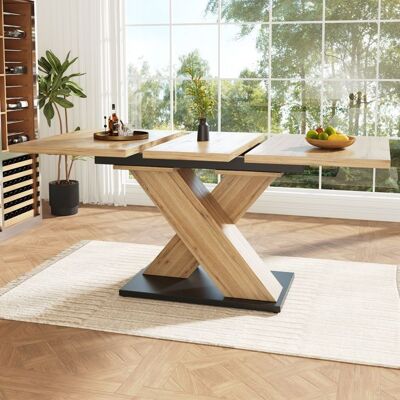 MERAX Table à Manger Extensible 119-1585 cm avec Pied en X Table Salle à Manger Moderne 6-8 Personnes en MDF Bois Marron - Publicité MERAX Table à Manger Extensible 119-1585 cm avec Pied en X Table Salle à Manger Moderne 6-8 Personnes en MDF Bois Marron - Publicité