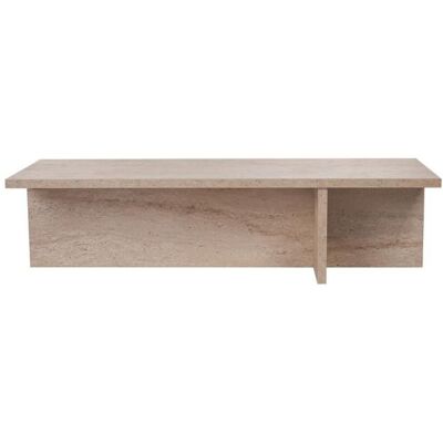 CALICOSY - Table basse avec plateau rectangulaire et pied asymétrique L120 cm - HARBOR - Travertin Beige - Publicité CALICOSY - Table basse avec plateau rectangulaire et pied asymétrique L120 cm - HARBOR - Travertin Beige - Publicité