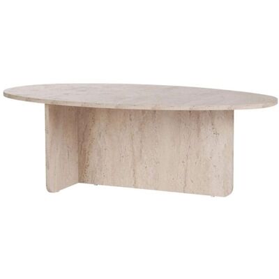 CALICOSY - Table basse avec plateau ovale L125 cm - ANNA - Travertin Beige - Publicité CALICOSY - Table basse avec plateau ovale L125 cm - ANNA - Travertin Beige - Publicité