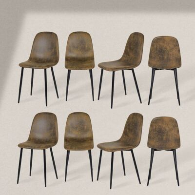 FurnitureR Lot de 8 Chaises de Salle à Manger en Simili Suede Scandinave Vintage Rétro Pour Cuisine Salle à Manger Salon Marron Marron - Publicité FurnitureR Lot de 8 Chaises de Salle à Manger en Simili Suede Scandinave Vintage Rétro Pour Cuisine Salle à Manger Salon Marron Marron - Publicité