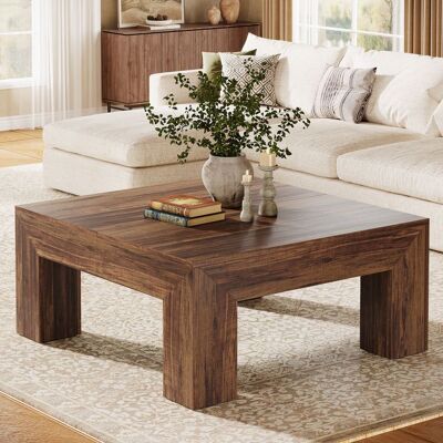 Tribesigns Table Basse Carrée100x100x50 cmTable de Salon Farmhouse en MDF avec Pieds en Bois RobustesMarron Rustique Marron - Publicité Tribesigns Table Basse Carrée100x100x50 cmTable de Salon Farmhouse en MDF avec Pieds en Bois RobustesMarron Rustique Marron - Publicité