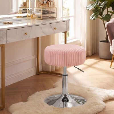 VASAGLE Tabouret de Maquillage Pivotant 360° Siège Épais Réglable 38 5 x 38 5 x 44-56 cm Rose Rose - Publicité VASAGLE Tabouret de Maquillage Pivotant 360° Siège Épais Réglable 38 5 x 38 5 x 44-56 cm Rose Rose - Publicité