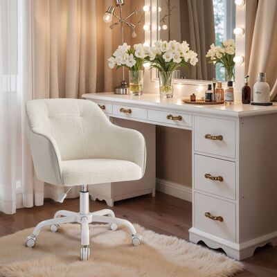 SONGMICS Chaise de Bureau Fauteuil dAppoint pour le Bureau à Domicile Tissu Peluche Respirant et PU Hauteur Réglable Beige Beige - Publicité SONGMICS Chaise de Bureau Fauteuil dAppoint pour le Bureau à Domicile Tissu Peluche Respirant et PU Hauteur Réglable Beige Beige - Publicité