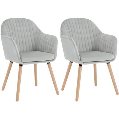 WOLTU 2 X Chaise de salle à manger pour la cuisine-salon-café Siège en velours Pieds en bois massif Gris clair Gris - Publicité WOLTU 2 X Chaise de salle à manger pour la cuisine-salon-café Siège en velours Pieds en bois massif Gris clair Gris - Publicité