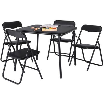 Ensemble table et chaises pliantes - LUNSY - 1 table et 4 chaises - 605x605x505 cm - Noir Noir - Publicité Ensemble table et chaises pliantes - LUNSY - 1 table et 4 chaises - 605x605x505 cm - Noir Noir - Publicité